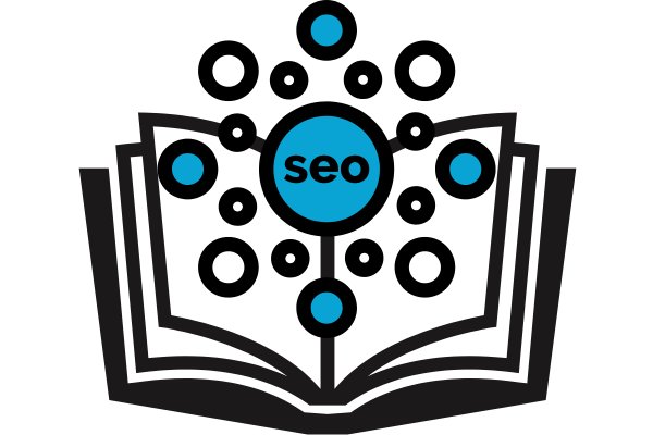 An image of an open book with author and book SEO bubbles rising up out of it. 